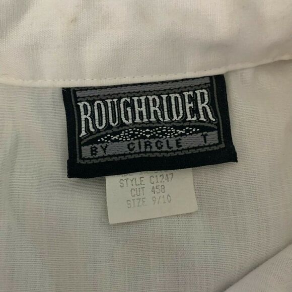 Vintage Roughrider Western Shirt M White Aztec Button Long Sleeve One Point Yoke - Picture 4 of 8